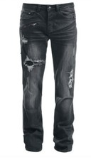 Jeans 5 Tasche Johnny Destroyed (boot Cut) W34L32 jeans schwarz Pants Rock 