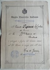 DIPLOMA REGIO ESERCITO VIII RAGGRUPPAMENTO BOMBARDIERI PRIMA GUERRA ATTESTATO