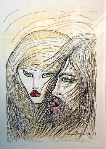 Litografia firmata novella - litografia,
