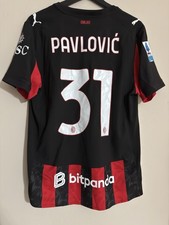Strahinja Pavlović Maglia Match Worn Issued Indossata Preparata AC Milan 2025/26