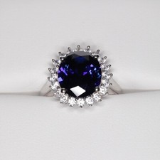 Principessa Diana Anello 4 Carato Blu Scuro E Trasparente 5A Zirconi 925 Argento