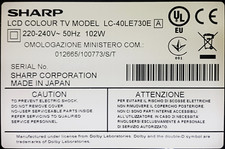 RICAMBI PER TV SHARP LC-40LE730E