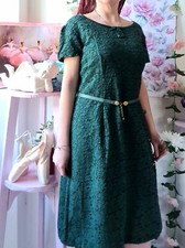 Abito vintage anni 60 verde in pizzo modello alta sartoria iconico tg large xl