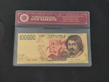 BANCONOTA DORATA DA 100000 LIRE DA COLLEZIONE - CON CERTIFICATO