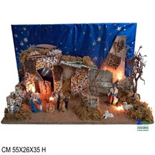 PAESAGGIO PRESEPE COMPLETO DI NATIVITA' PASTORI LUCI E CIELO STELLATO ART 01600
