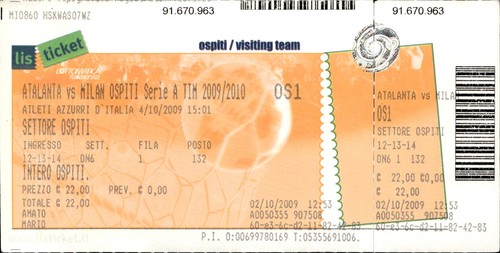 Biglietto stadio atalanta - biglietto,