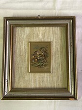 Quadro Foglia D’oro Decorato A Mano - Paesaggio Ponte Fiume Palazzi 