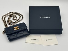 CHANEL Mouton Matelasse Portafoglio Catena Tracolla Pelle Nero Giappone