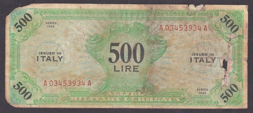 1943 italy 500 lire - [vg],