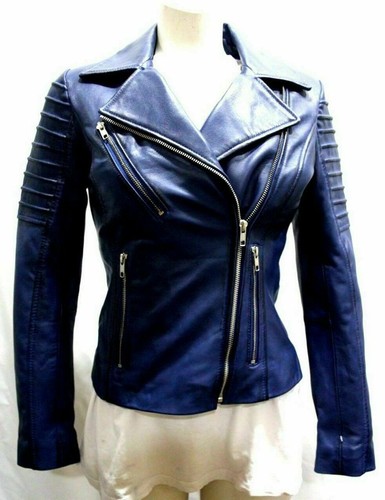 Giacca blu vera pelle di - blu,