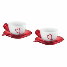 Nuovo con scatola!! Tazza e piattino cappuccino Love, set di 2 by Guzzini Made in Italy