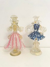 ? Set 2 Statuine ballerini goldoniani vetro di Murano Zanfrico + Murrine 1980