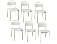 Kit 6 sedie polipropilene cucina bar ristorante interno esterno bianco cue198