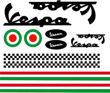 Adesivi Casco Kit Vespa Nero Strisce Italia Helmet Vinile Lucido, Adesivi per Mo