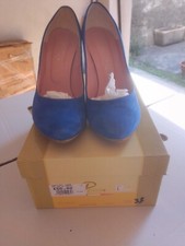 SCARPE DONNA PREVIEW BLU NR.38 SCAMOSCIATE TACCO 12 MADE ITALY