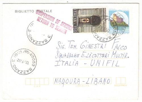 Bazzano 1982 missiva - bazzano,