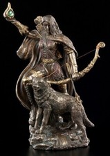 Nordica Dea Figura Skadi Con Arco E Lupo - Vichingo Divinità Caccia Inverno