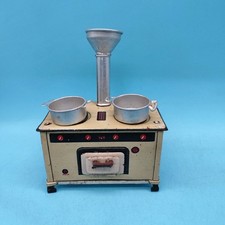 Schopper Kitchen Stove Set Dollhouse Toy Tin Pots Style Gas Cooker Rustic