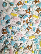 100 CONFETTI DECORATI BATTESIMO NASCITA AZZURRI O ROSA VARI DISEGNI CONFETTATA