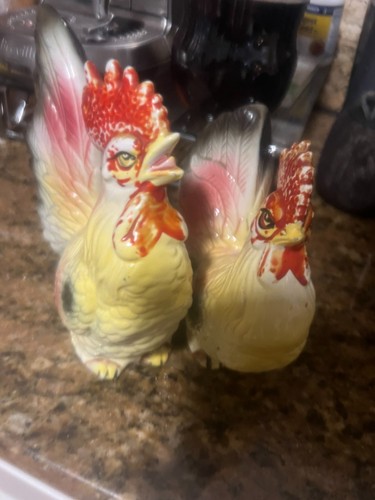 Coppia statuine gallo - , ceramica