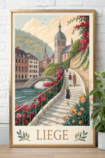 Poster vintage Liegi Belgio -
