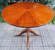Tavolo Tondo legno Palissandro intarsio stella 8 punte ottone 90 h77  VINTAGE