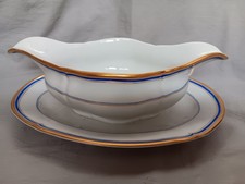 Salsiera KPM Berlin inglese liscia blu cobalto + bordo oro marca Pfennig