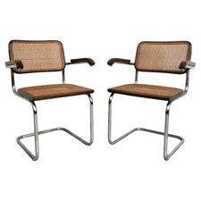 Set of 2 Vienna straw and metal chairs in “Cesca” style by M.Breuer for Gavina