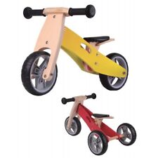 Triciclo Bicicletta Bambini Legno Giallo Pedagogica Senza Pedali a Spinta Bici