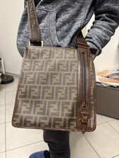 Borsa tracolla Fendi zucca vintage tela marrone monogram pelle marrone
