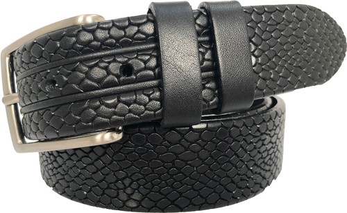 Cintura pelle nera pieno fiore - cintura,