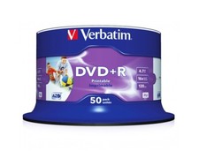 100 dischi vuoti stampabili DVD+R DVD originali Verbatim 43512 120 minuti 4,7 GB 16x
