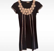 Abito Ragazza Donna Estivo Mezze Maniche In Cotone blu con Pizzo Firmato Loulou