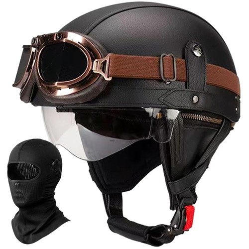 Casco moto vintage pelle