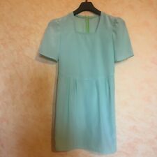 VESTITO ABITO CUCITO A MANO MISTO SETA VERDE ACQUA DONNA COME NUOVO TG 44