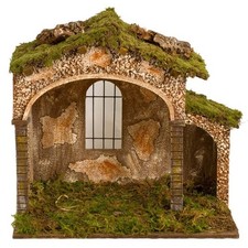 Capanna presepe grande con muschio e arco in sughero per Natività 60x40x56 cm