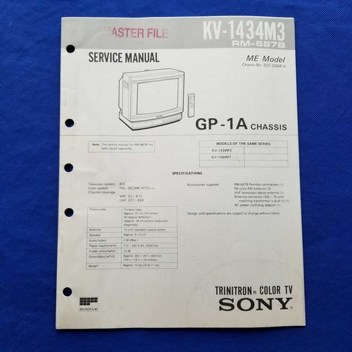 Sony 1434m3 687b manuale - sony, kv-1434m3