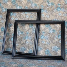 Coppia Cornici NEOCLASSICHE Nero Lucido in LEGNO SCOLPITO Vintage Epoca 900