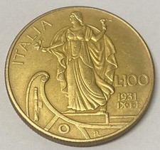 RIPRODUZIONE MONETA REGNO D'ITALIA VITTORIO EMANUELE III 100 LIRE PRORA 1931 IX