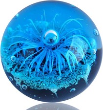 Statuetta in vetro soffiato a mano con fiore blu, sfera di blu Blu 