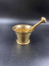 MORTAIO con pestello attrezzo medico d'epoca In Puro Ottone