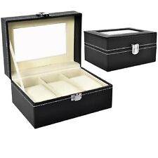 Scatola Box Cofanetto Con Vetrina Porta Orologi 3 Posti per Orologio Custodia