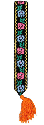 Segnalibro ricamato nero rosa