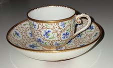 Insolito piattino francese Sevres con vecchia etichetta asta e tazza Camille Naudot 1909