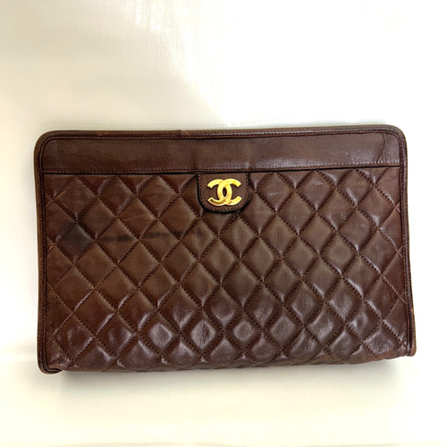 Chanel vintage clutch marrone - chanel,