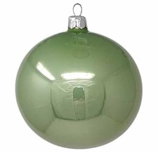 Pallina di Natale in vetro verde vischio smaltato 15cm
