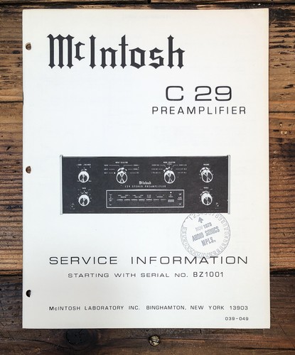 Mcintosh c 29 - c-29, c-29