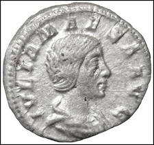 Giulia mesa Denario con Pietà in argento antica moneta romana certificata Roma