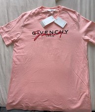 Givenchy Paris - T Shirt Uomo Rosa - Firma Arcobaleno NUOVA - Taglia L