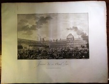 Stampa antica grande RIVOLUZIONE FRANCESE PRESA TUILLERIES Monnet 1838 Old print